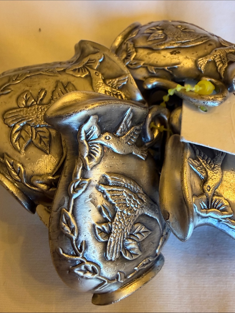 M.T. Vintage Pewter Hummingbird Place Card Holders-10 - Picture 2 of 4